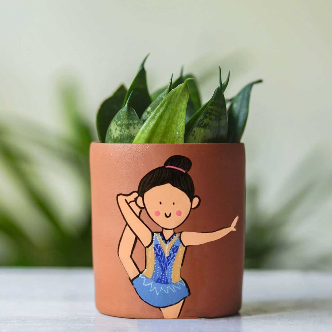 Handpainted Personalized Clay Planter With Photo Based Caricature