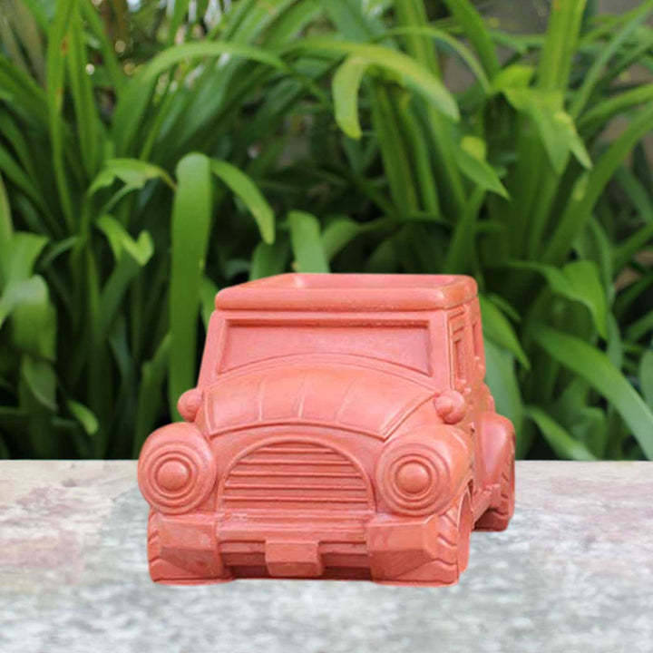 Hand-Painted Mini Jeep Terracotta Planter