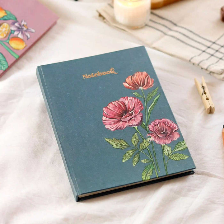 Handmade Poppy Teal Ruled Journal | 100  Pages