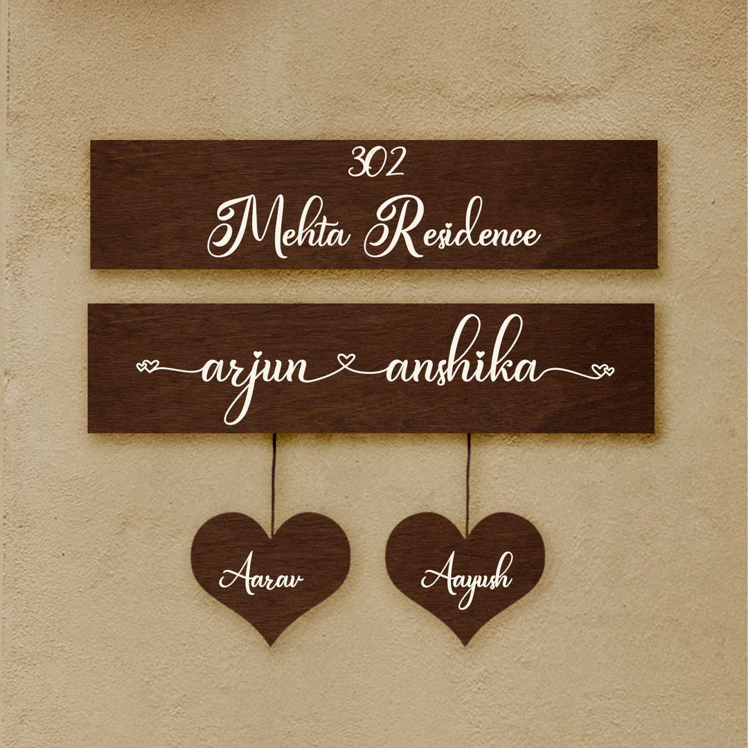 Minimalist 3D Wooden Nameplate for House