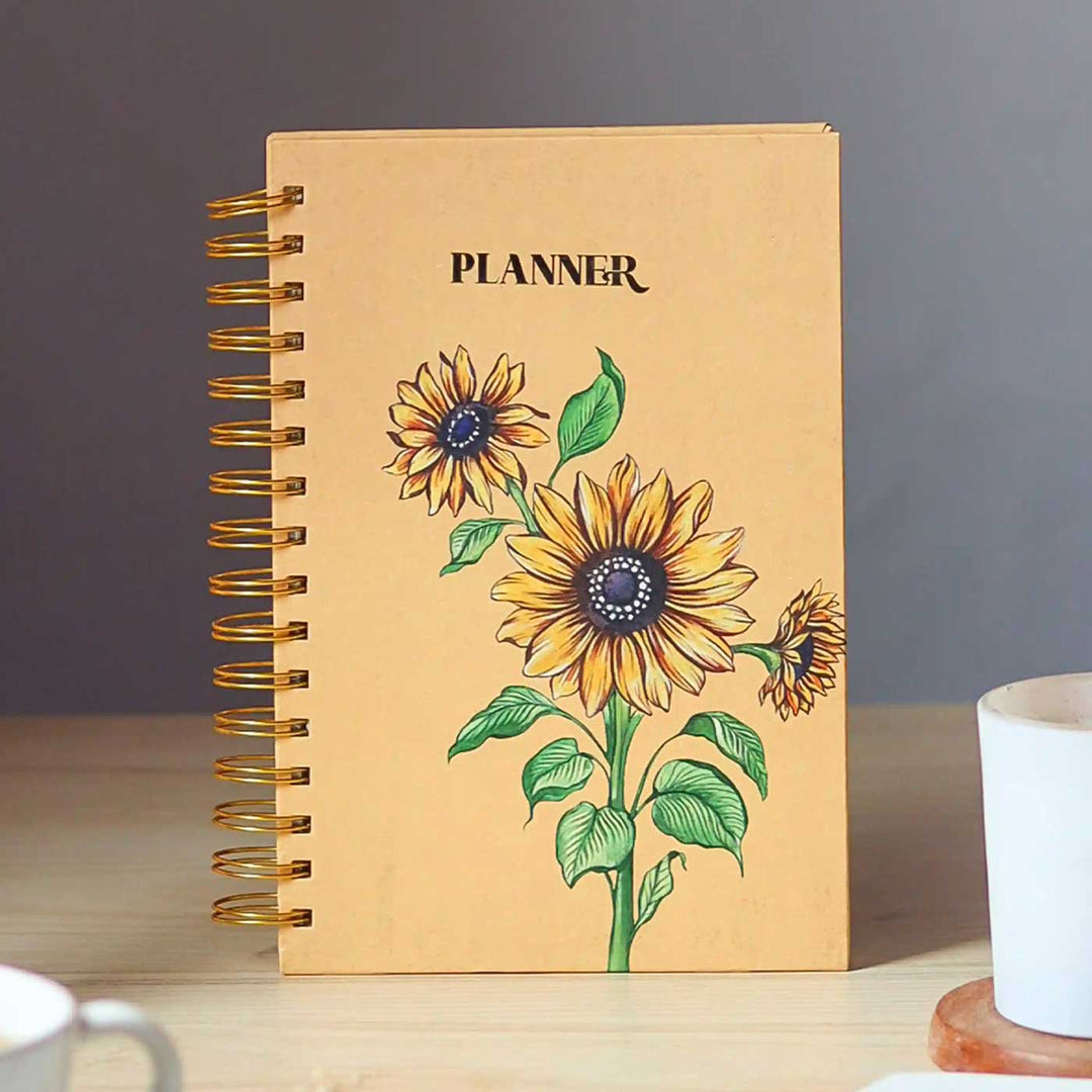 Handmade Sunflower Yellow Undated Planner | 120 Pages