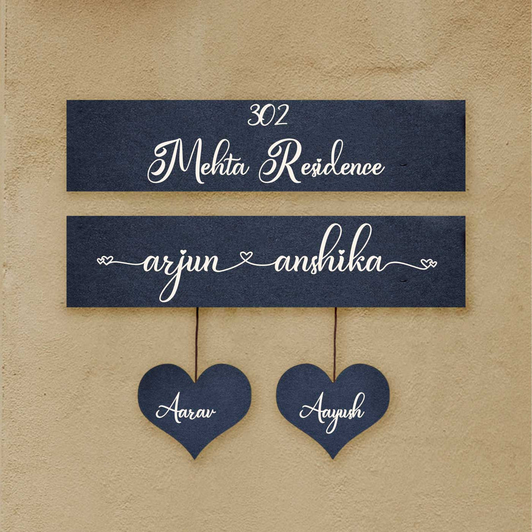 Minimalist 3D Wooden Nameplate for House | Set of 2 Planks