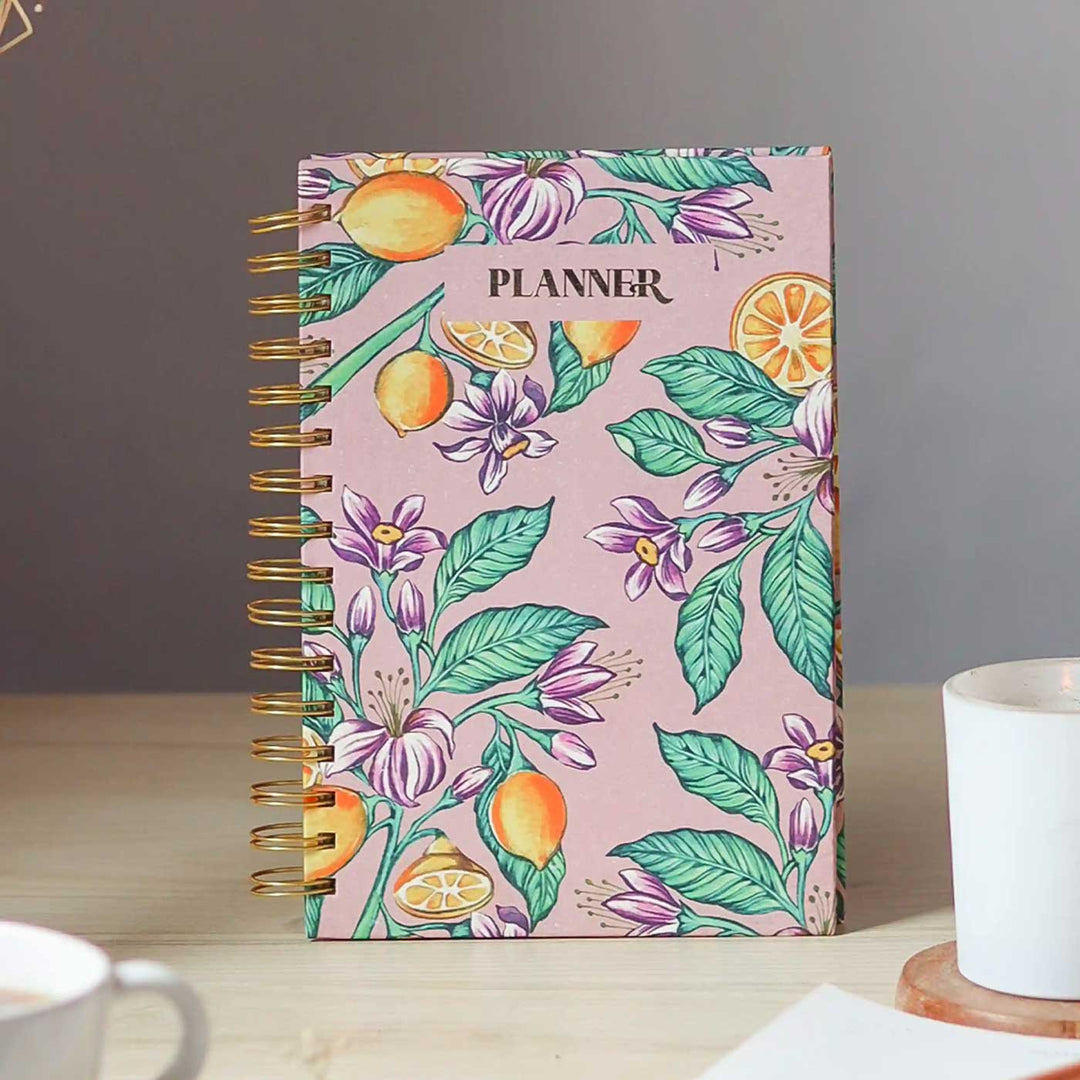 Handmade Lemons Pink Undated Planner | 100 Pages