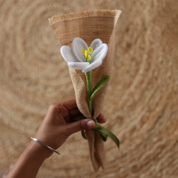 Handmade Crochet Single Tulip Jute Flower Bouquet