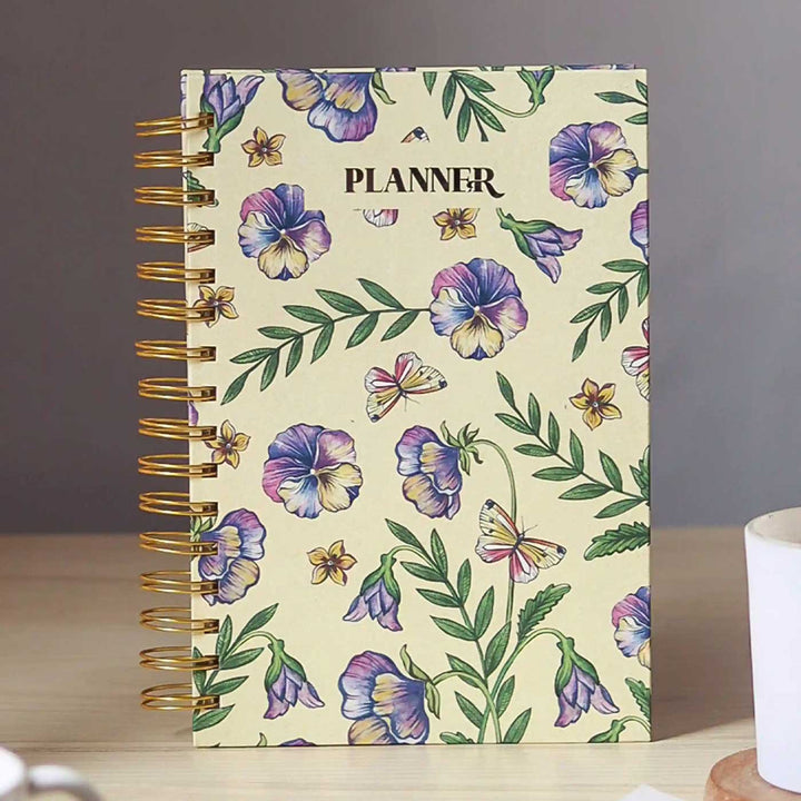 Handmade Pansies Yellow Undated Planner | 120 Pages