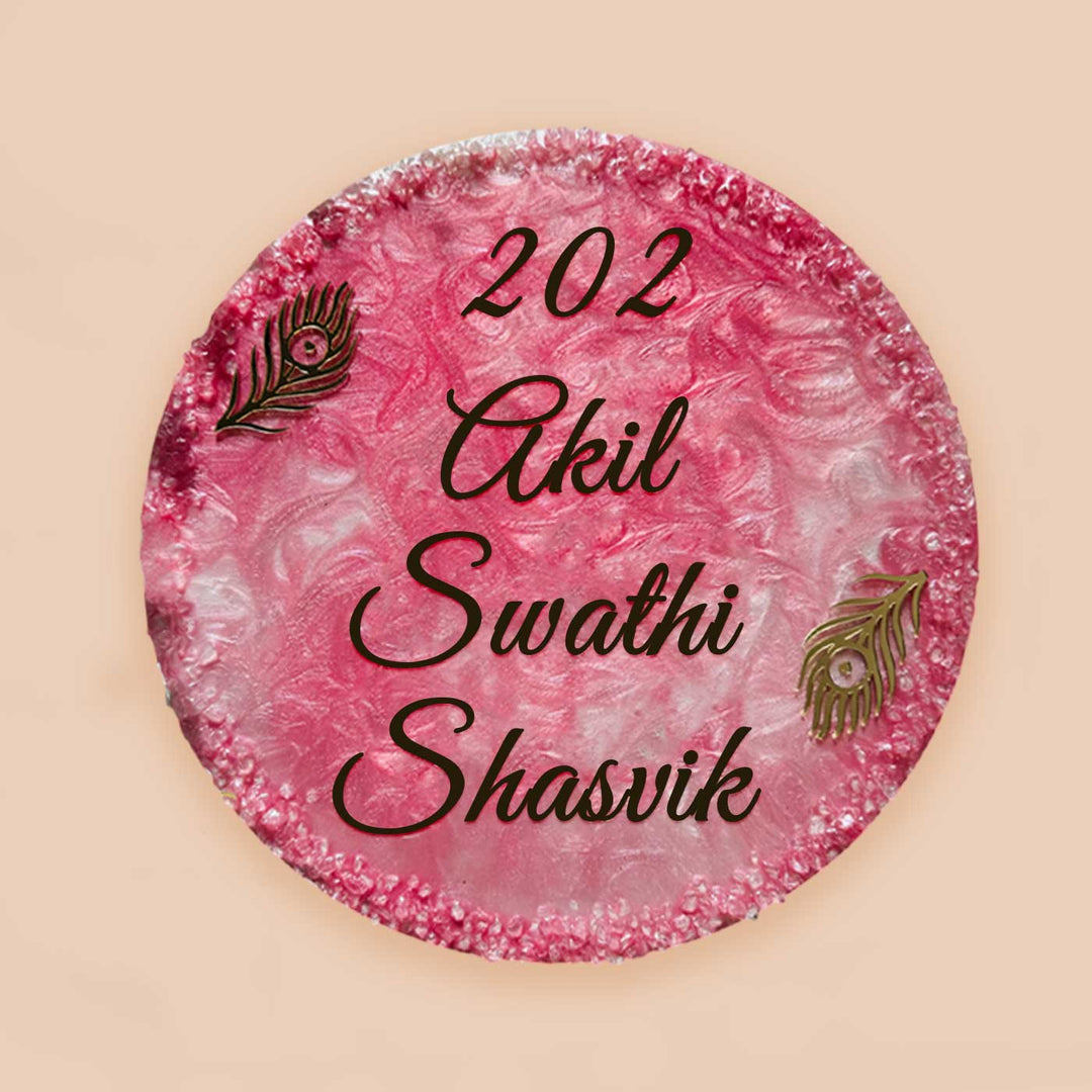 Personalized Pink Resin Name Plate For Family