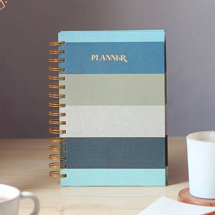 Handmade Stripes Blue Undated Planner | 120 Pages