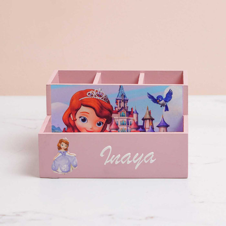 Personalized Princess Theme Mdf Wood Stationery Organizer For Kids