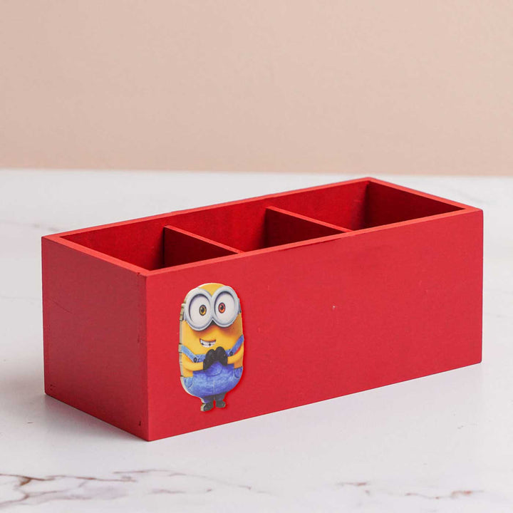 Personalized Minion Theme Mdf Wood Stationery Organizer For Kids