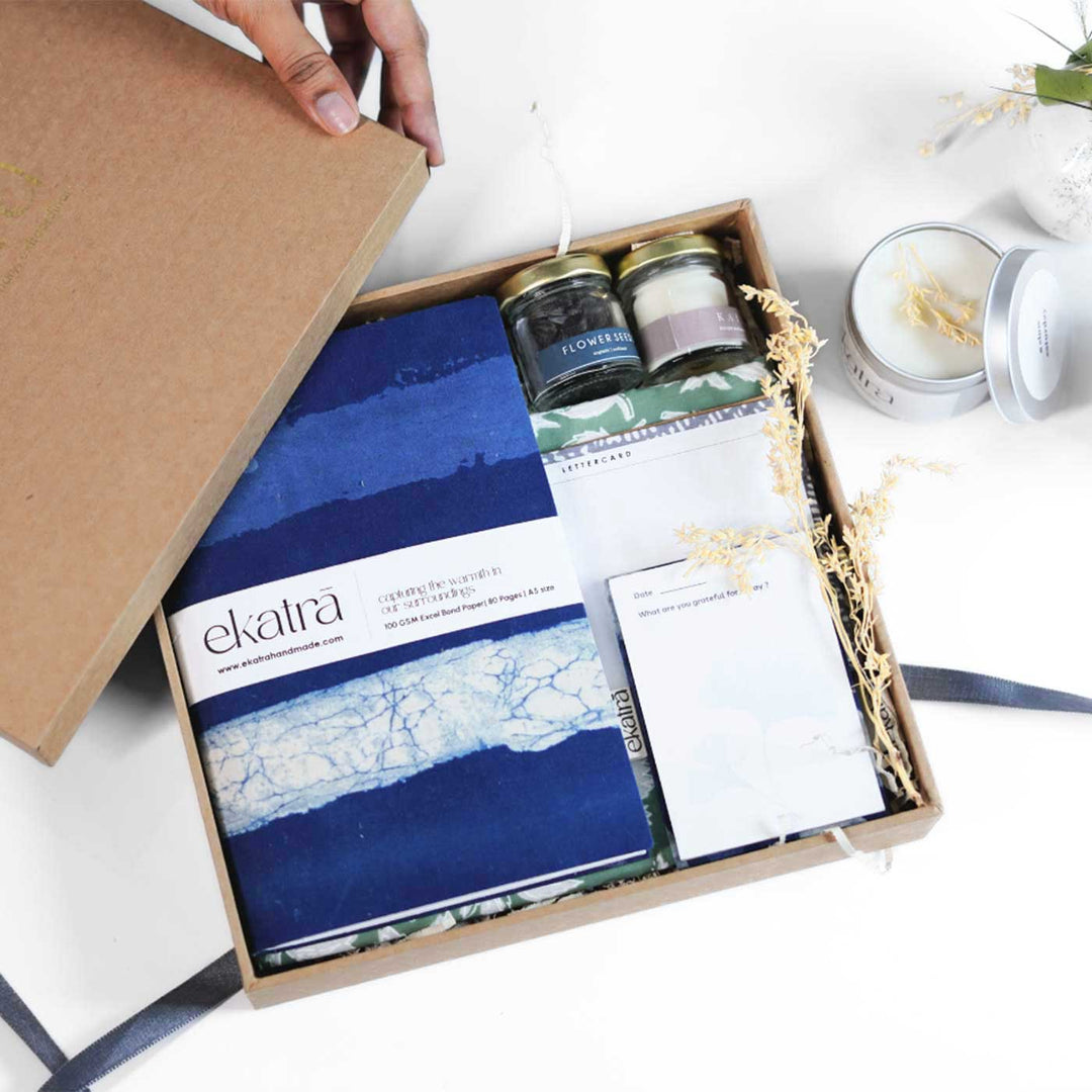 Eco-friendly Handmade Indigo Stripes Gratitude Hamper