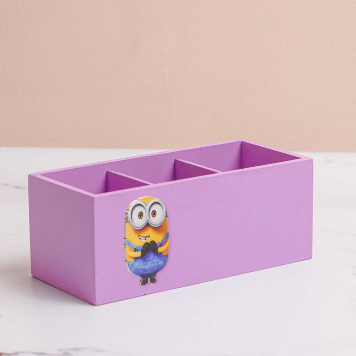 Personalized Minion Theme Mdf Wood Stationery Organizer For Kids