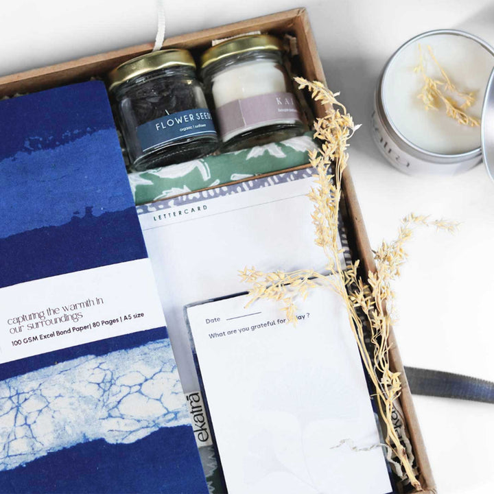 Eco-friendly Handmade Indigo Stripes Gratitude Hamper