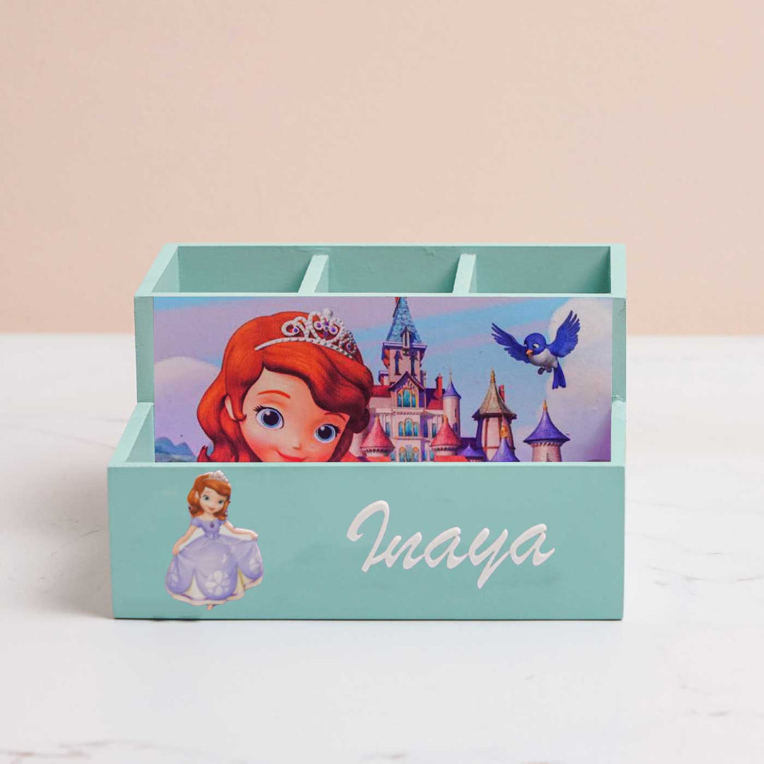 Personalized Princess Theme Mdf Wood Stationery Organizer For Kids