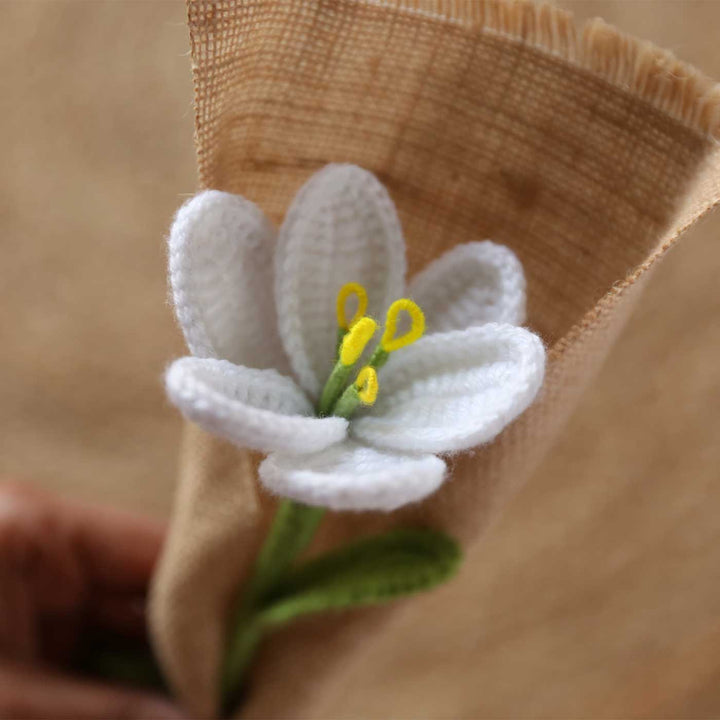 Handmade Crochet Single Tulip Jute Flower Bouquet