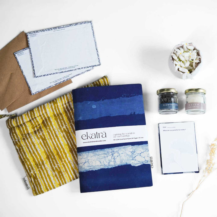 Eco-friendly Handmade Indigo Stripes Gratitude Hamper