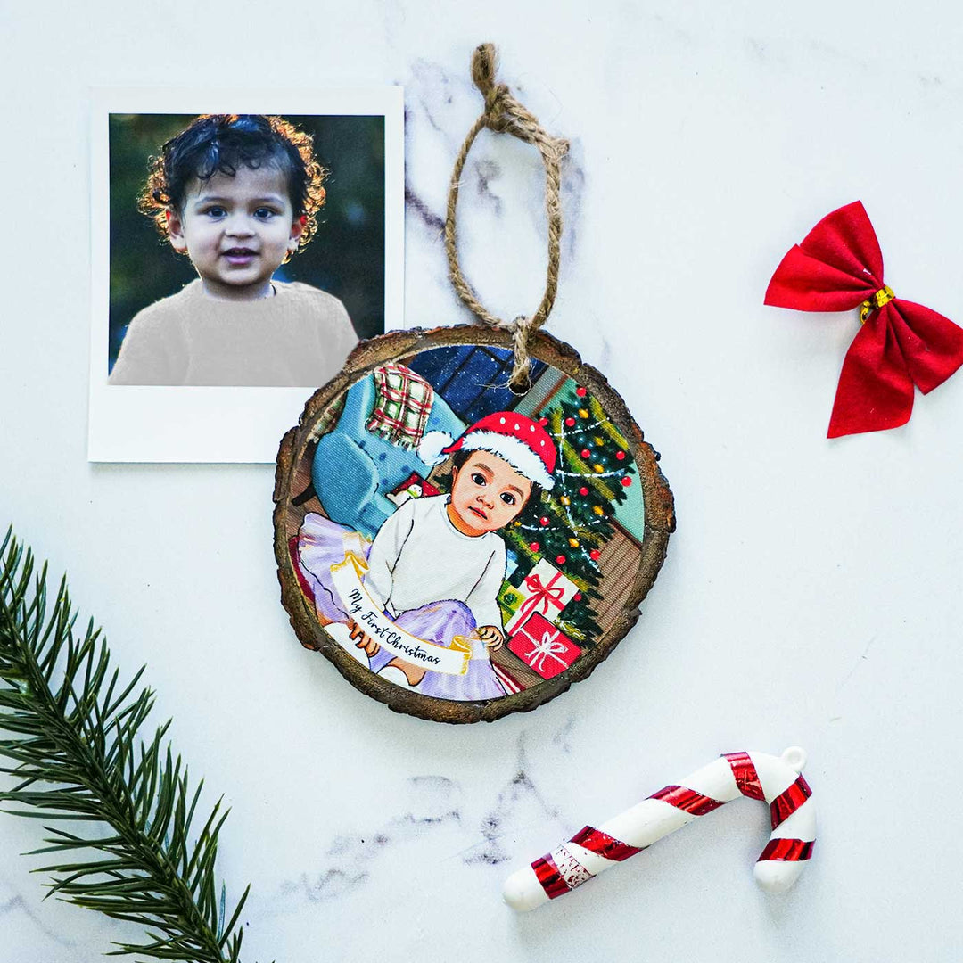 Photo Personalized Bark Ornament For Christmas Tree Decoration