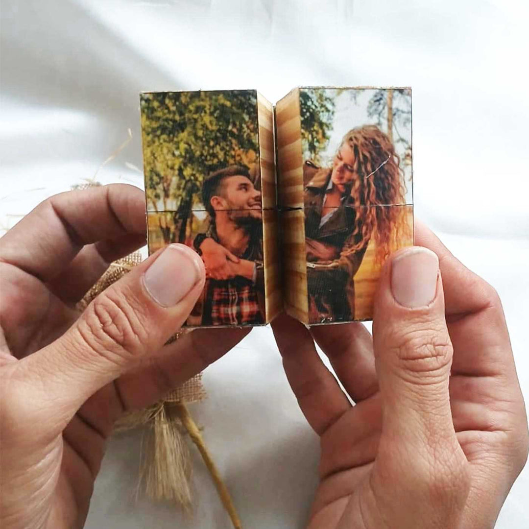 Photo Personalized Love Theme Wooden 3D Cube