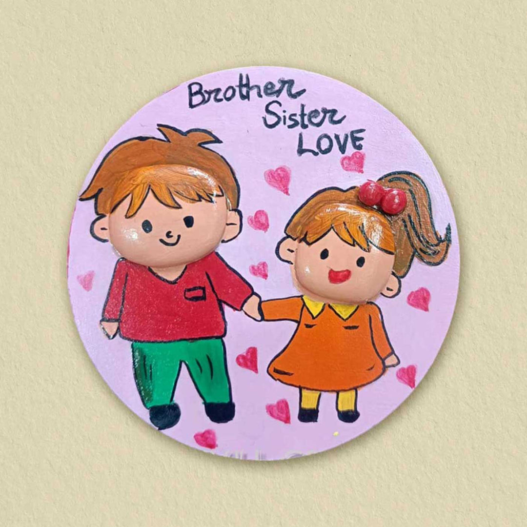 Personalized Pebble Art Wooden Fridge Magnet For Siblings