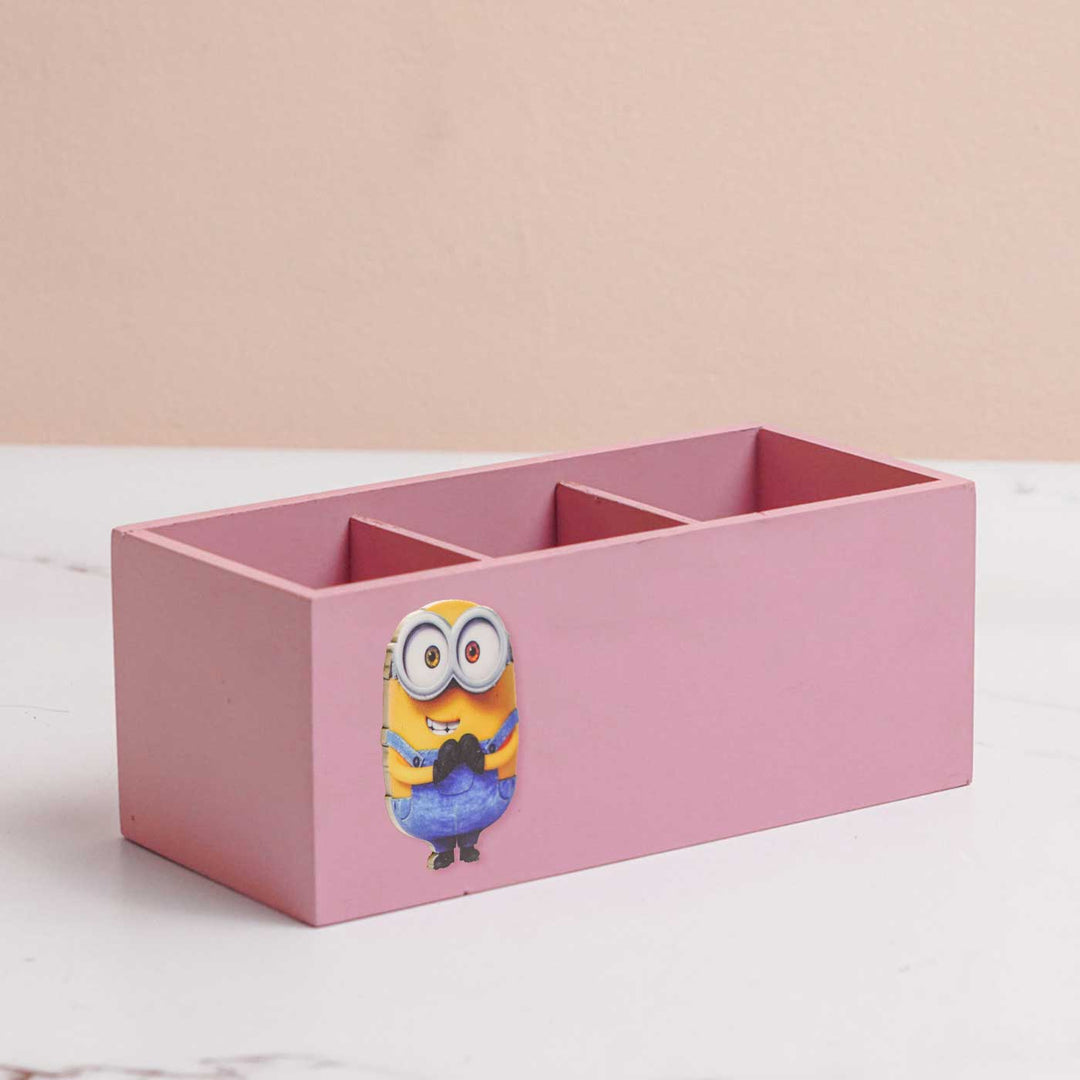 Personalized Minion Theme Mdf Wood Stationery Organizer For Kids