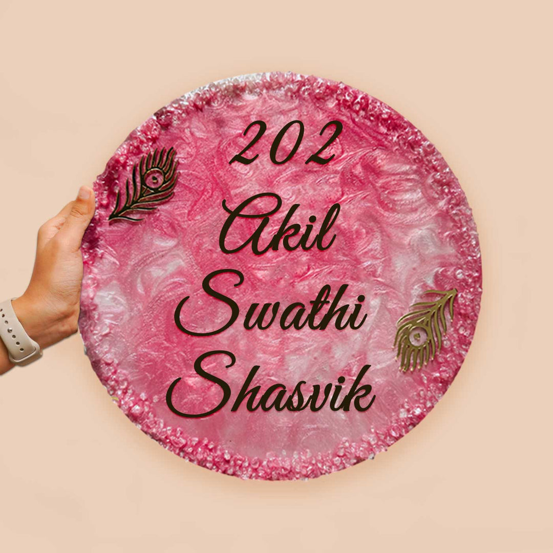 Personalized Pink Resin Name Plate For Family