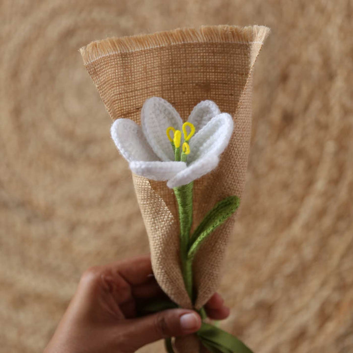 Handmade Crochet Single Tulip Jute Flower Bouquet