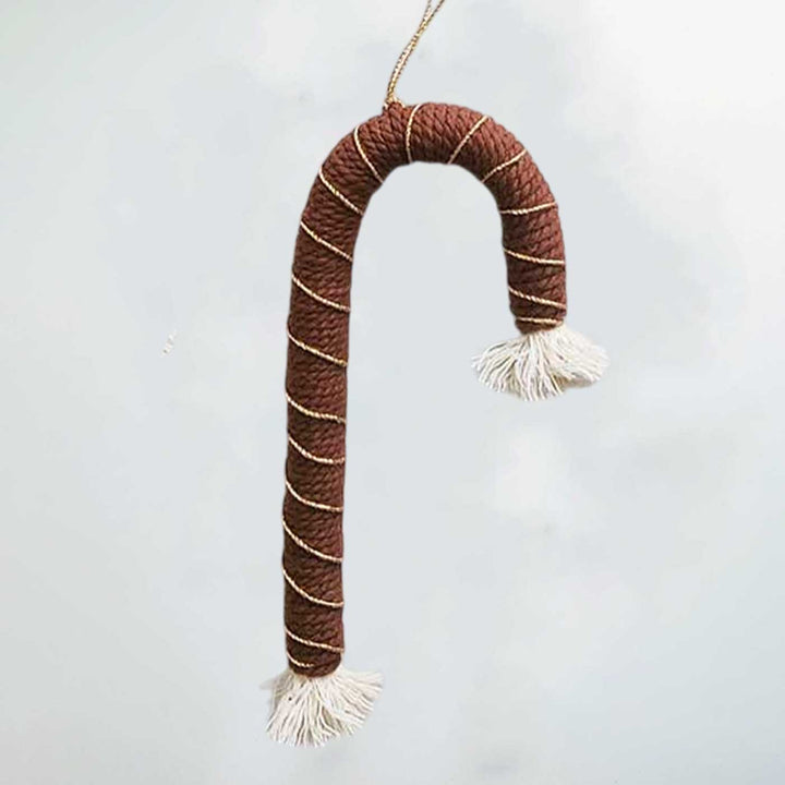 Handmade Candy Cane Macrame Cotton Ornament For Christmas Tree Decoration