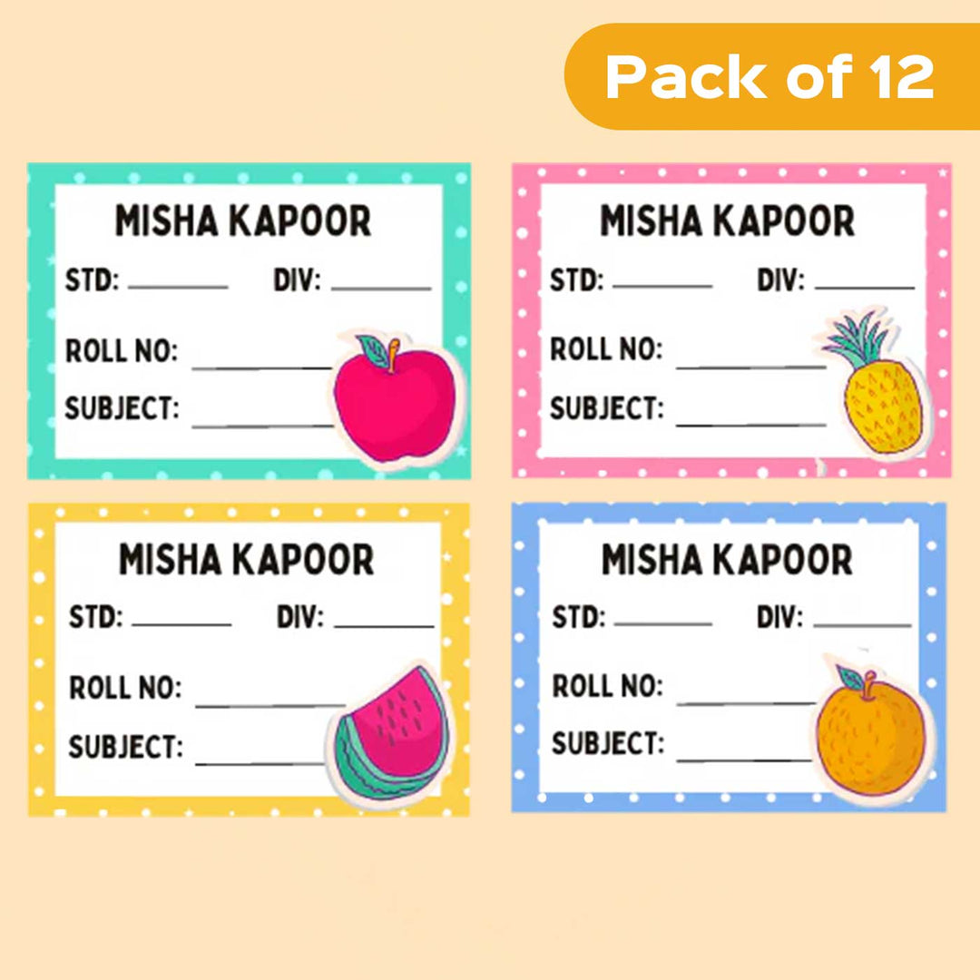 Personalized Fruits Waterproof Book Labels Stickers | Set of 12