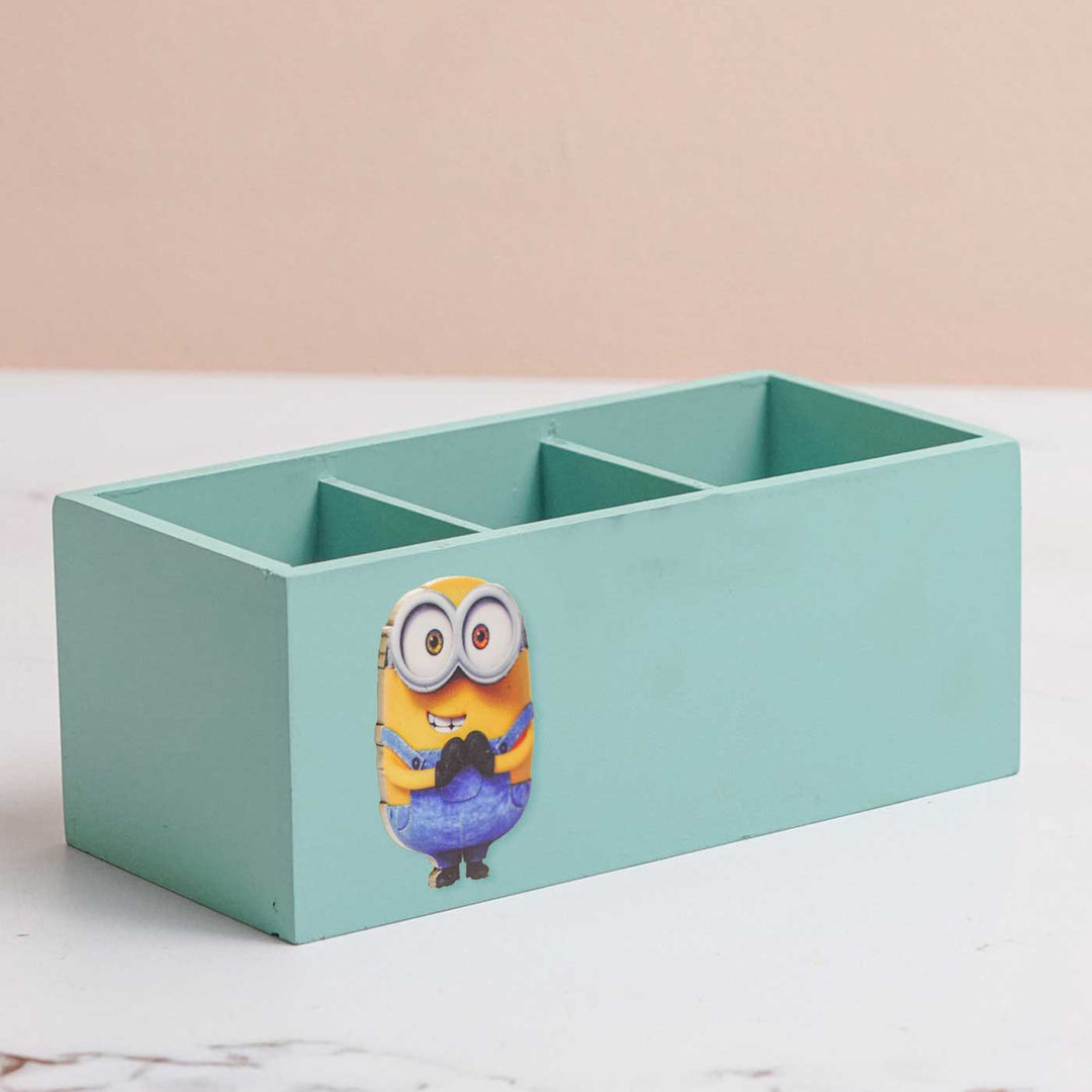 Personalized Minion Theme Mdf Wood Stationery Organizer For Kids