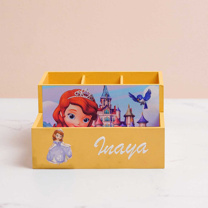 Personalized Princess Theme Mdf Wood Stationery Organizer For Kids