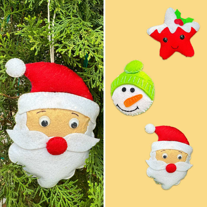 Handmade Assorted Kids Felt Ornaments For Christmas Tree Decoration | Set Of 3