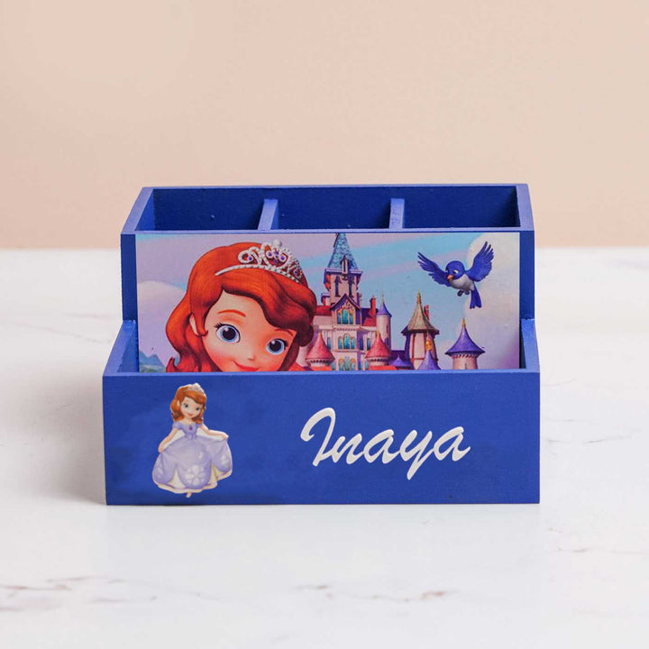 Personalized Princess Theme Mdf Wood Stationery Organizer For Kids