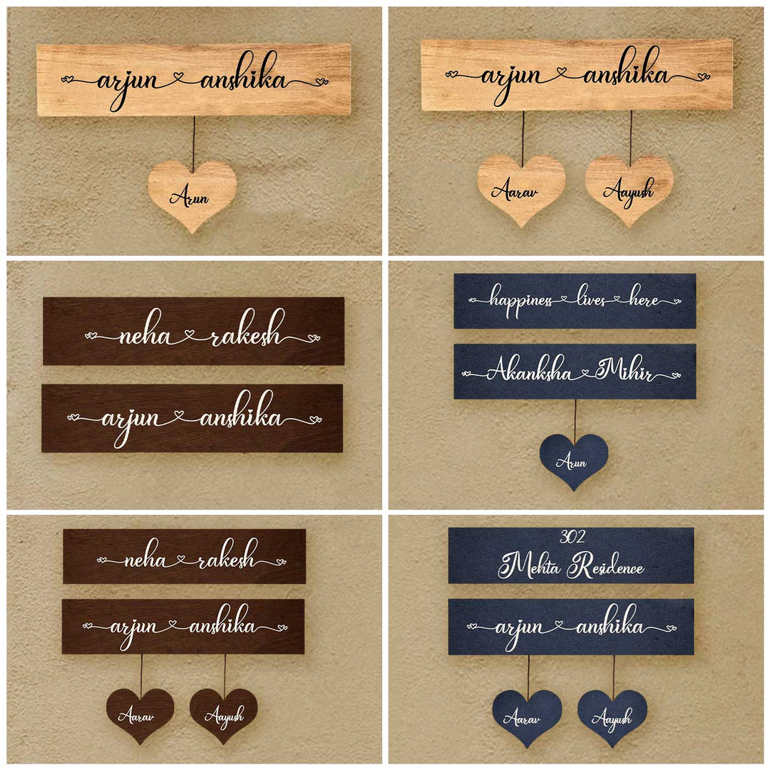 Minimalist 3D Wooden Nameplate for House | Set of 2 Planks