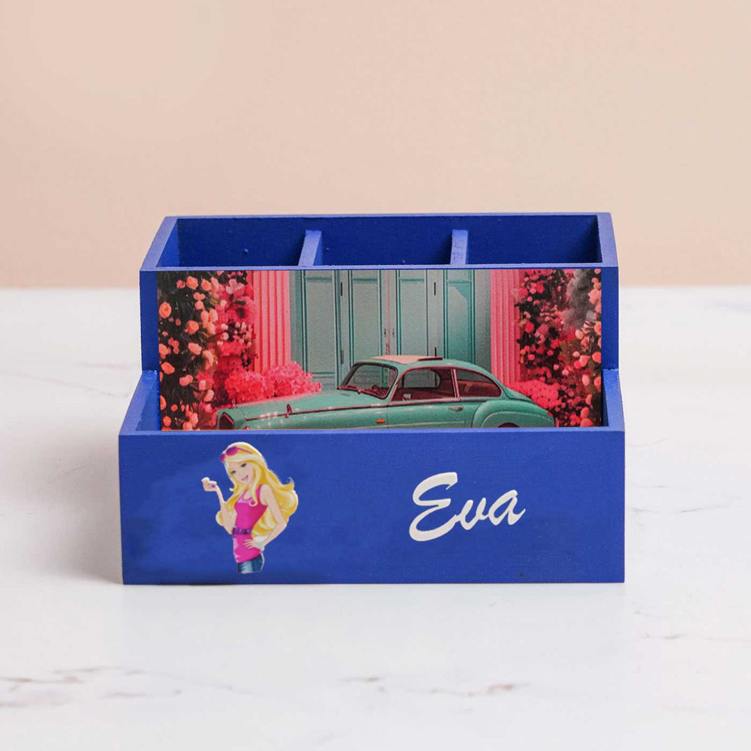 Personalized Barbie Theme Mdf Wood Stationery Organizer For Kids