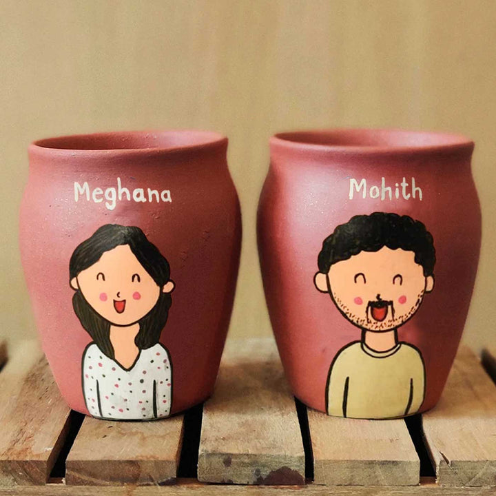 Personalised Terracotta Kulhads with Photo Based Caricatures