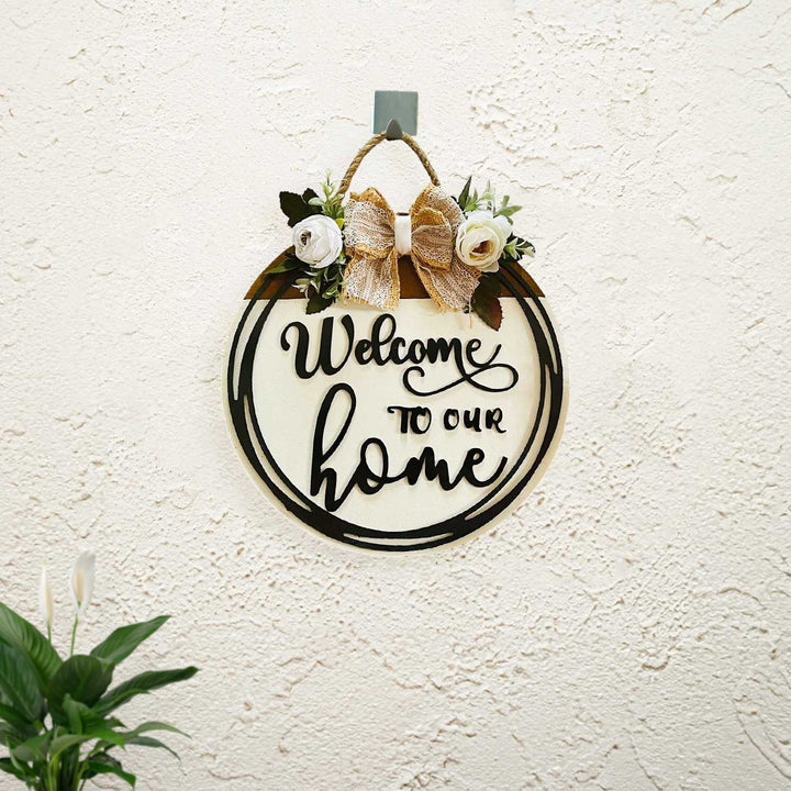 Customized Floral Welcoming Mdf Wood Hoop For House