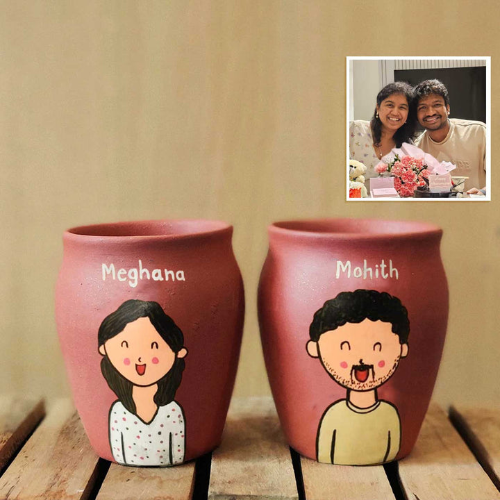 Personalised Terracotta Kulhads with Photo Based Caricatures