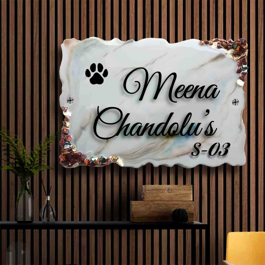 Personalized Handmade Pet Paws Resin Name Plate