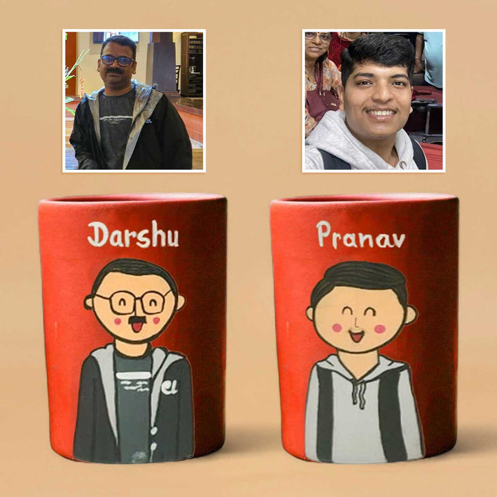 Personalized Terracotta Tumblers with Photo Based Caricatures