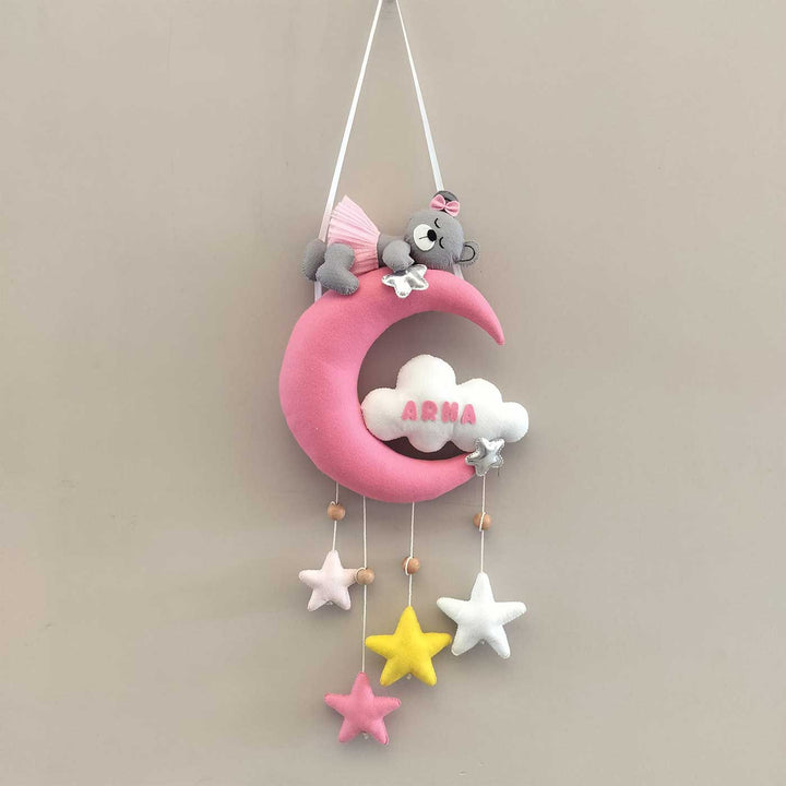 Personalized Sleeping Teddy On Moon Name Plate For Kids