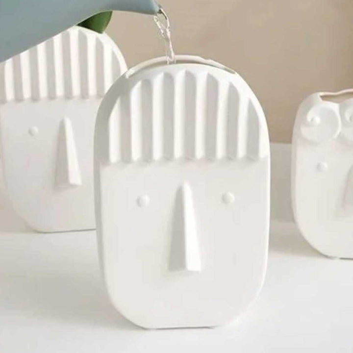 White Modern Muse & Sculpted Expression Ceramic Vase