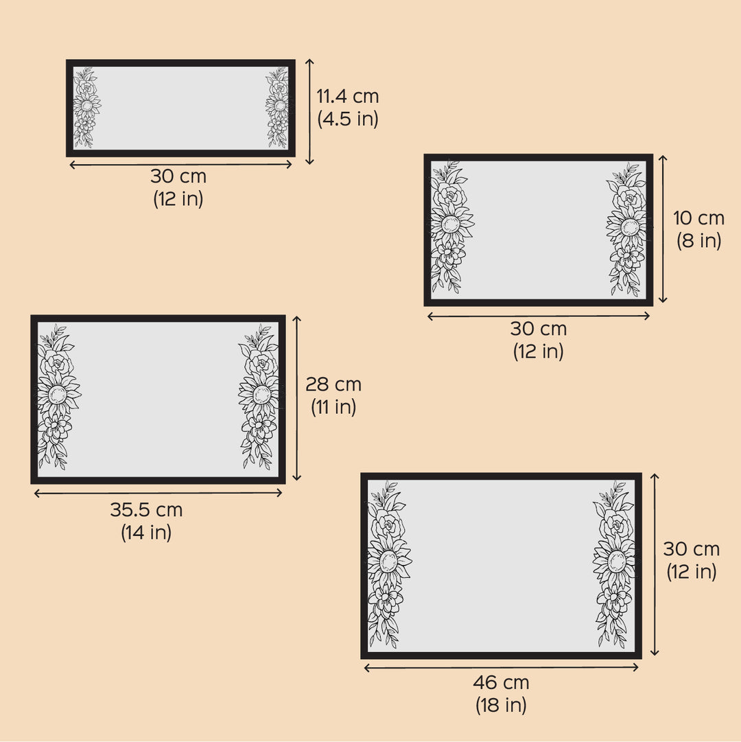 Printed Floral Wooden Rectangle Nameplate For Couples