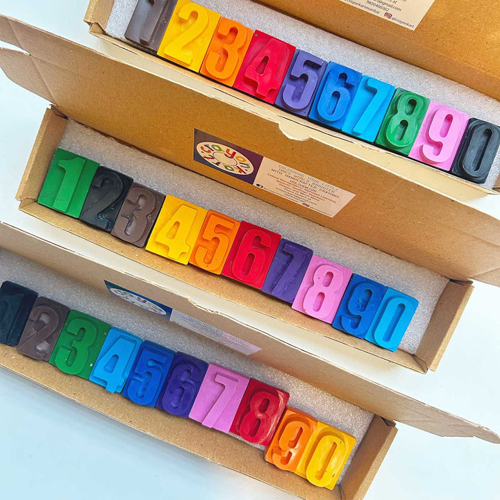 Handmade Non-Toxic Wax Number Crayons for Kids | Set Of 10