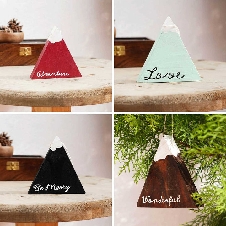 Hand-Painted Wooden Ornaments For Christmas Tree Decoration | Set Of 4