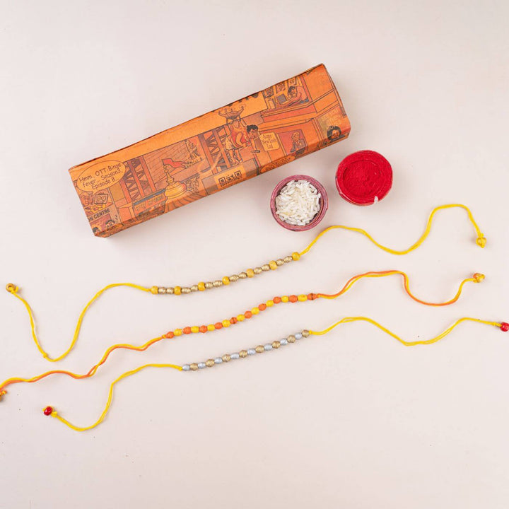 Handcrafted Paper Beads Rakhi Hamper With Rice & Roli | Set of 2