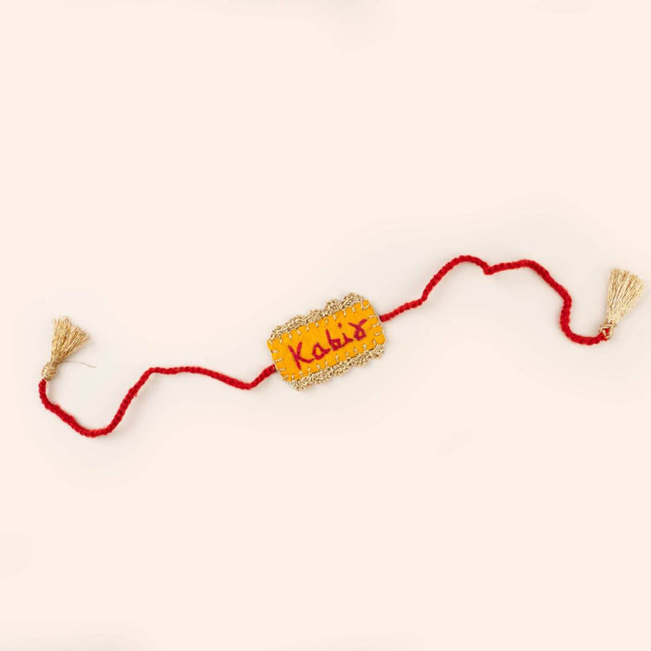 Hand-embroidered Personalized Rakhi With Roli Chawal