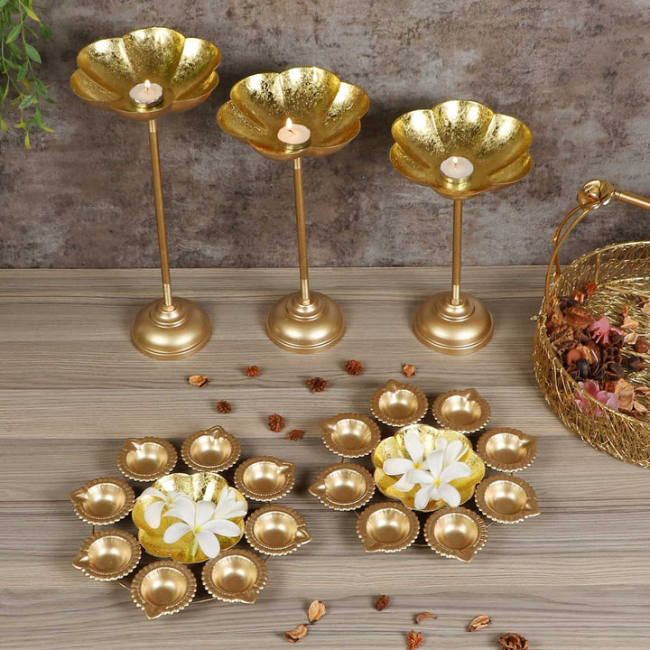 Handmade Flower Foil Urli | Set of 5