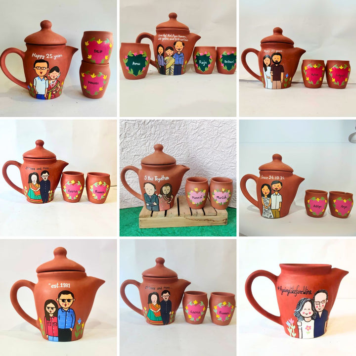 Handpainted Clay Teaset With Photo Based Caricature