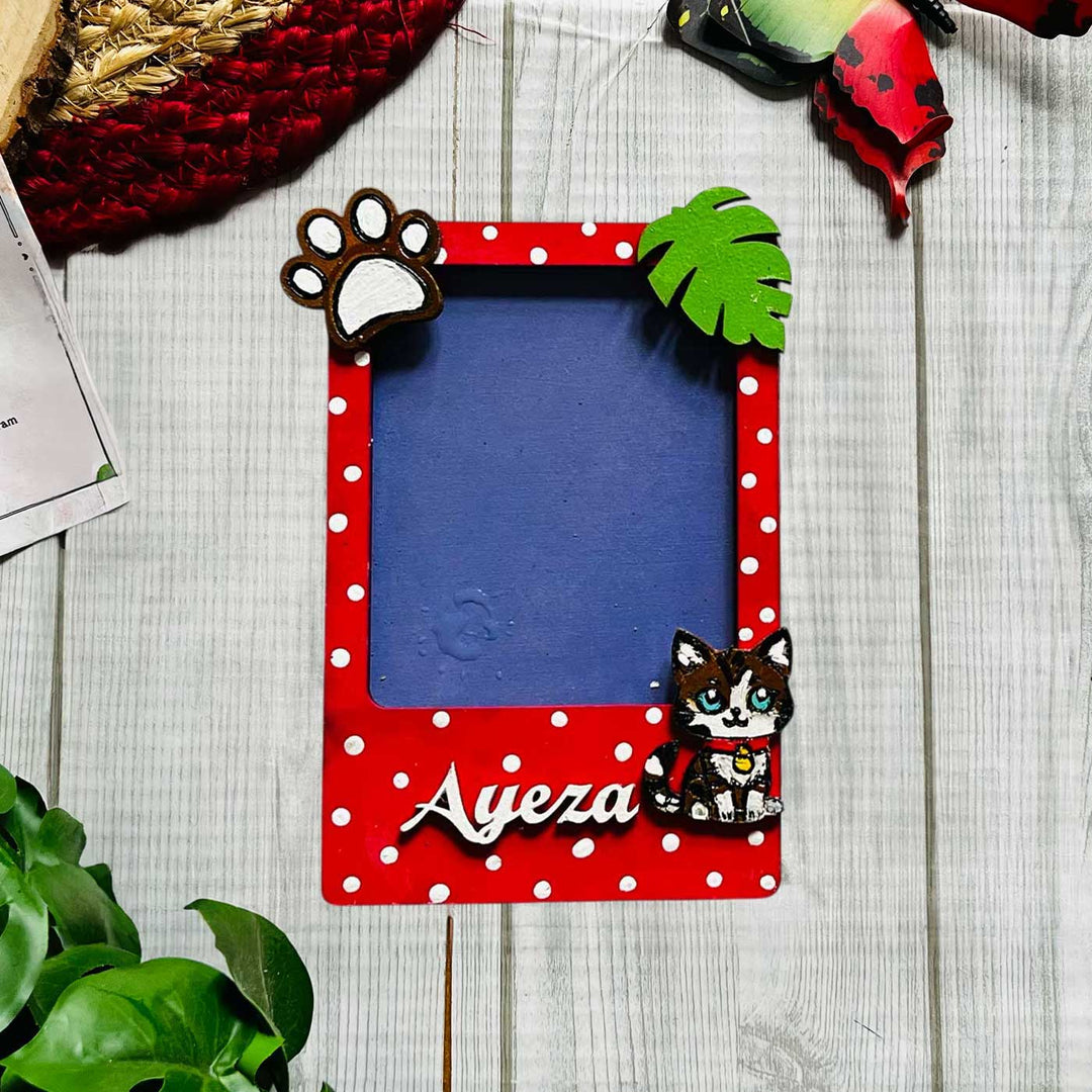 Pack Of 5 | Personalized Hand-Painted Red Polka Dots Mdf Wood Photo Frame