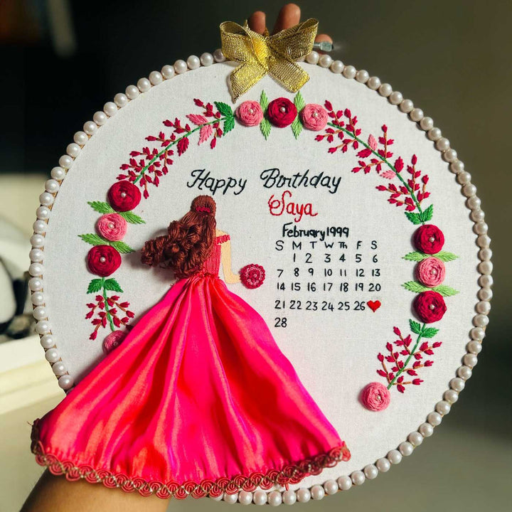 Hand Embroidered Personalized Birthday Hoop For Girls