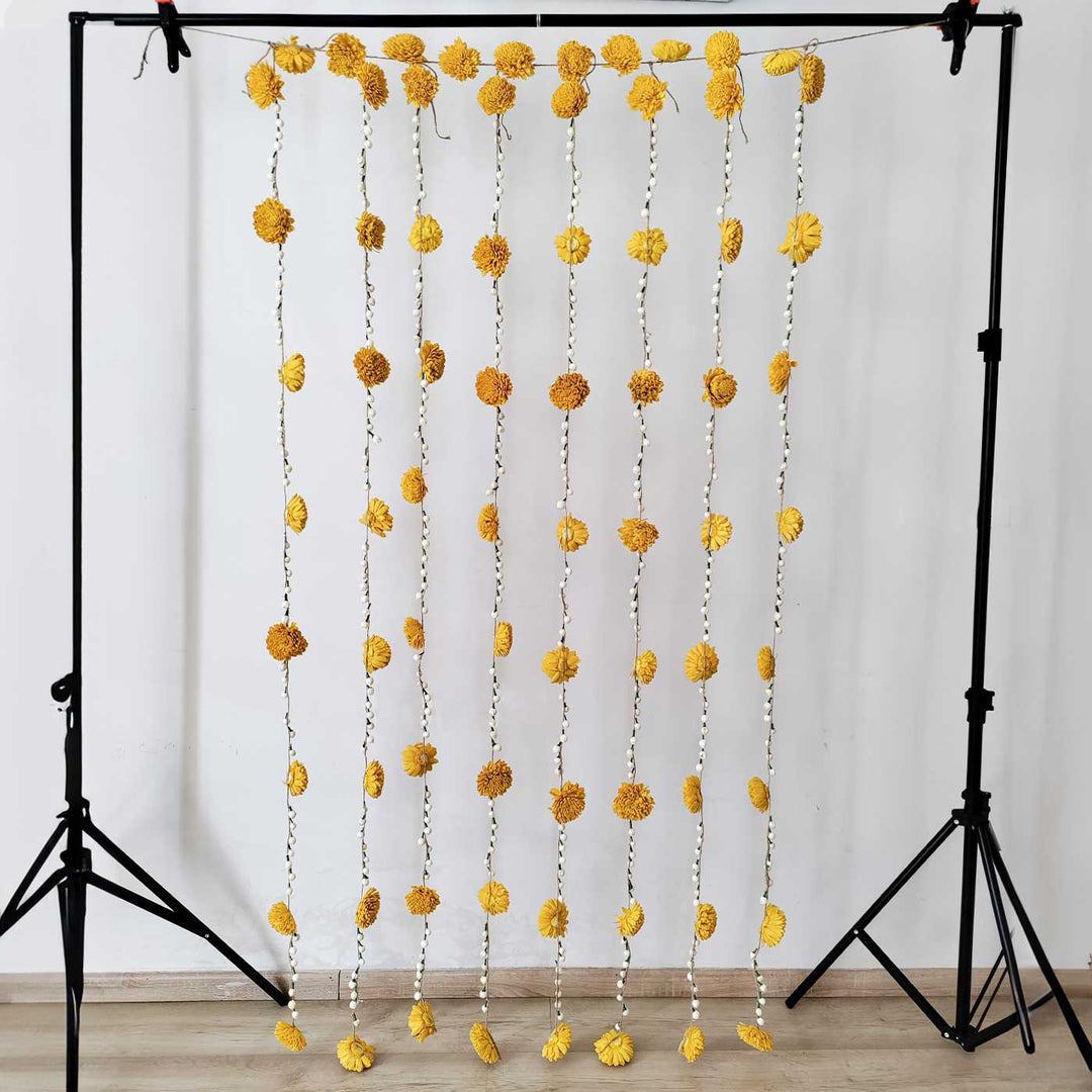 Handmade Yellow Zinnia & Jasmine Background Hanging